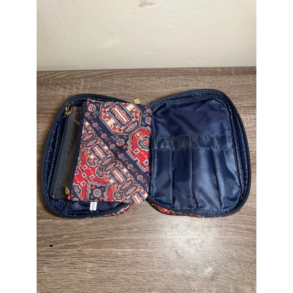 Tartan + Twine Bag Kilim Geometric Pattern Navy Red Gold Small